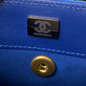 Chanel AS2597 Mini Flap Bag Velvet & Gold Tone Metal Blue - Default Title - View 9