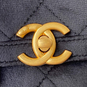 Chanel AS2597 Mini Flap Bag Velvet & Gold Tone Metal Black - Default Title - View 3