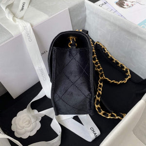 Chanel AS2597 Mini Flap Bag Velvet & Gold Tone Metal Black - Default Title - View 5