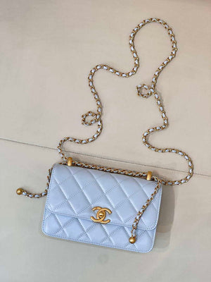 Chanel AS2615 Woc Wallet on Chain Calfskin Bag Light Blue - Default Title - View 2
