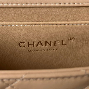 Chanel AS2615 Woc Wallet on Chain with Gold Charm Mini Vintage Calfskin Bag Apricot - Default Title - View 8
