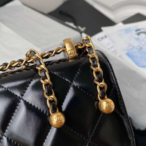 Chanel AS2615 Woc Wallet on Chain with Gold Charm Mini Vintage Calfskin Bag Black - Default Title - View 4