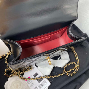 Chanel AS2615 Woc Wallet on Chain with Gold Charm Mini Vintage Calfskin Bag Black - Default Title - View 6
