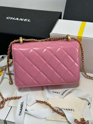Chanel AS2615 Woc Wallet on Chain with Gold Charm Mini Vintage Calfskin Bag Pink - Default Title - View 8