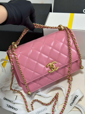 Chanel AS2649 Woc Wallet on Chain with Gold Charm Small Vintage Calfskin Bag Pink - Default Title - View 2