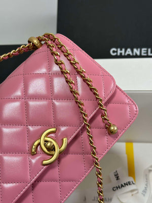 Chanel AS2649 Woc Wallet on Chain with Gold Charm Small Vintage Calfskin Bag Pink - Default Title - View 6