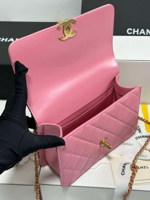 Chanel AS2649 Woc Wallet on Chain with Gold Charm Small Vintage Calfskin Bag Pink - Default Title - View 7