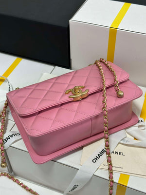Chanel AS2649 Woc Wallet on Chain with Gold Charm Small Vintage Calfskin Bag Pink - Default Title - View 8