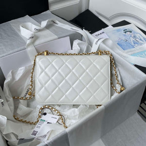 Chanel AS2649 Woc Wallet on Chain with Gold Charm Small Vintage Calfskin Bag White - Default Title - View 2
