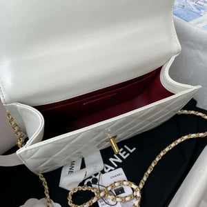 Chanel AS2649 Woc Wallet on Chain with Gold Charm Small Vintage Calfskin Bag White - Default Title - View 7
