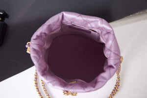 Chanel AS2859 Bucket Bag Shoulder Bag Shiny Grained Calfskin Purple - Default Title - View 8