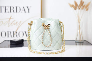 Chanel AS2859 Bucket Bag Shoulder Bag Shiny Grained Calfskin Light Green - Default Title - View 1
