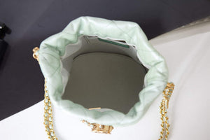 Chanel AS2859 Bucket Bag Shoulder Bag Shiny Grained Calfskin Light Green - Default Title - View 8