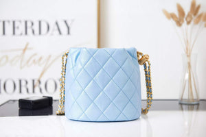 Chanel AS2859 Bucket Bag Shoulder Bag Shiny Grained Calfskin Light Blue - Default Title - View 5