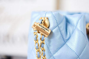 Chanel AS2859 Bucket Bag Shoulder Bag Shiny Grained Calfskin Light Blue - Default Title - View 6