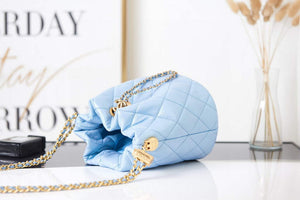 Chanel AS2859 Bucket Bag Shoulder Bag Shiny Grained Calfskin Light Blue - Default Title - View 8