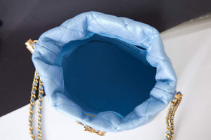 Chanel AS2859 Bucket Bag Shoulder Bag Shiny Grained Calfskin Light Blue - Default Title - View 9