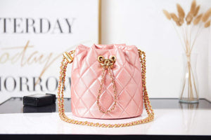 Chanel AS2859 Bucket Bag Shoulder Bag Shiny Grained Calfskin Pink - Default Title - View 1