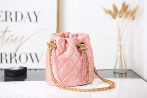 Chanel AS2859 Bucket Bag Shoulder Bag Shiny Grained Calfskin Pink - Default Title - View 3