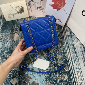 Chanel AS2877 Small Box Bag Lambskin Gold Metal Blue - Default Title - View 4