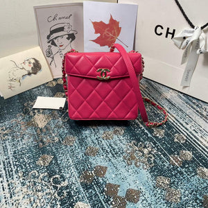 Chanel AS2877 Small Box Bag Lambskin Gold Metal Plum - Default Title - View 1