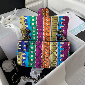 Chanel AS2897 Flap Bag Printed Fabric Gold Tone Metal Multicolor - Default Title - View 6