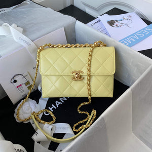 Chanel AS3011 Small Flap Bag Lambskin Yellow - Default Title - View 1