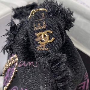 Chanel AS3027 Bucket Bag Printed Denim Gold Black - Default Title - View 4