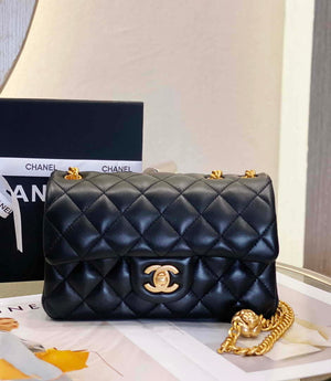 Chanel AS3041 Flap Classic Bag CF Camellia Lambskin Black Gold - Default Title - View 1