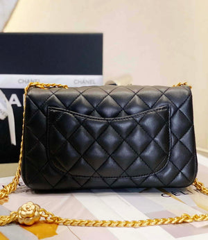 Chanel AS3041 Flap Classic Bag CF Camellia Lambskin Black Gold - Default Title - View 5