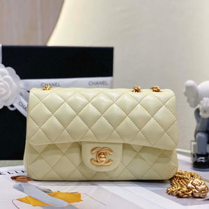 Chanel AS3041 Flap Classic Bag CF Camellia Lambskin Light Yellow Gold - Default Title - View 1