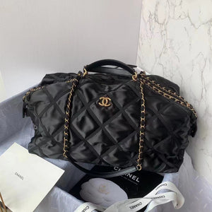 Chanel Maxi Bowling Bag Nylon Gros-Grain Gold-Tone Metal AS3093 Black - Default Title - View 1