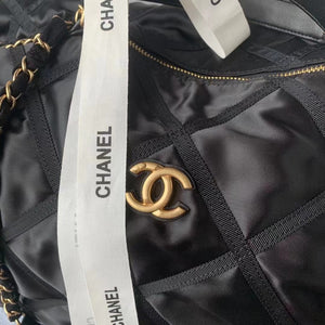 Chanel Maxi Bowling Bag Nylon Gros-Grain Gold-Tone Metal AS3093 Black - Default Title - View 2