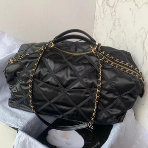 Chanel Maxi Bowling Bag Nylon Gros-Grain Gold-Tone Metal AS3093 Black - Default Title - View 4