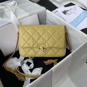 Chanel AS3103 Chanel 19 Handbag Calfskin Yellow - Default Title - View 1