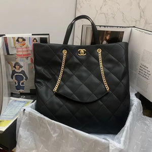 Chanel AS3128 Maxi Shopping Bag Calfskin In Black - Default Title - View 1