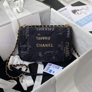 Chanel AS3134 Small Flap Bag Printed Denim Black - Default Title - View 2