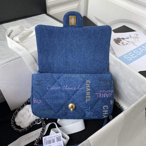 Chanel AS3134 Small Flap Bag Printed Denim Blue - Default Title - View 7