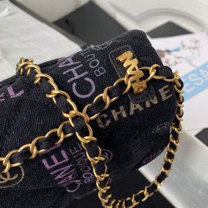 Chanel AS3135 Large Flap Bag Printed Denim Blue - Default Title - View 4