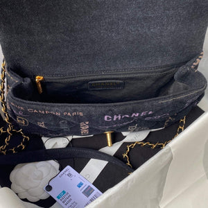 Chanel AS3135 Large Flap Bag Printed Denim Blue - Default Title - View 7