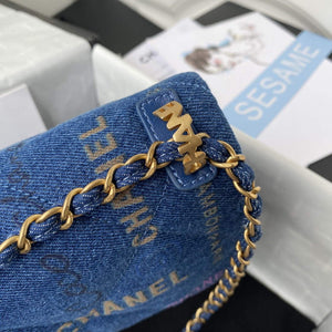 Chanel AS3135 Large Flap Bag Printed Denim Blue - Default Title - View 4