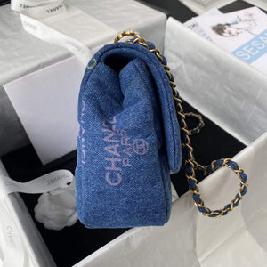 Chanel AS3135 Large Flap Bag Printed Denim Blue - Default Title - View 5