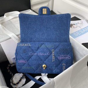Chanel AS3135 Large Flap Bag Printed Denim Blue - Default Title - View 6