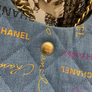 Chanel Maxi Hobo Bag AS3156 Printed denim gold-tone metal Blue - Default Title - View 5
