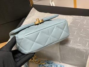 Chanel AS3205 Mini Flap bag lambskin gold Blue - Default Title - View 6