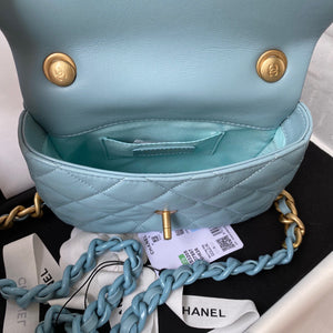 Chanel Mini Flap Bag Lambskin Gold-Tone Metal AS3205 Blue - Default Title - View 7