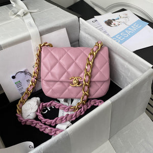 Chanel Mini Flap Bag Lambskin Gold-Tone Metal AS3205 Pink - Default Title - View 1