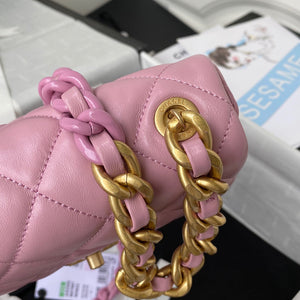 Chanel Mini Flap Bag Lambskin Gold-Tone Metal AS3205 Pink - Default Title - View 4