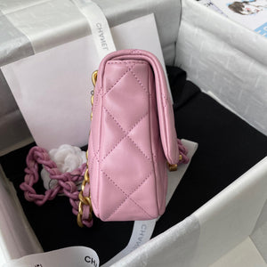 Chanel Mini Flap Bag Lambskin Gold-Tone Metal AS3205 Pink - Default Title - View 5