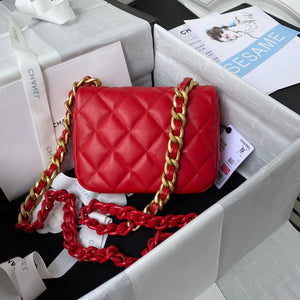 Chanel Mini Flap Bag Lambskin Gold-Tone Metal AS3205 Red - Default Title - View 2